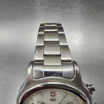 Victorinox Swiss Army Classic Chronograph Watch Men 40mm White Dial Steel READ!!