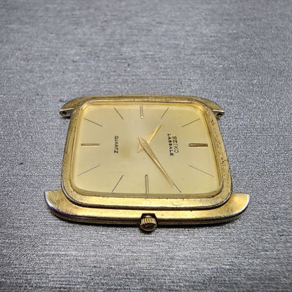Seiko Lassale Tank Watch Women 27mm Gold Dial Gold Tone Rectangle New Battery