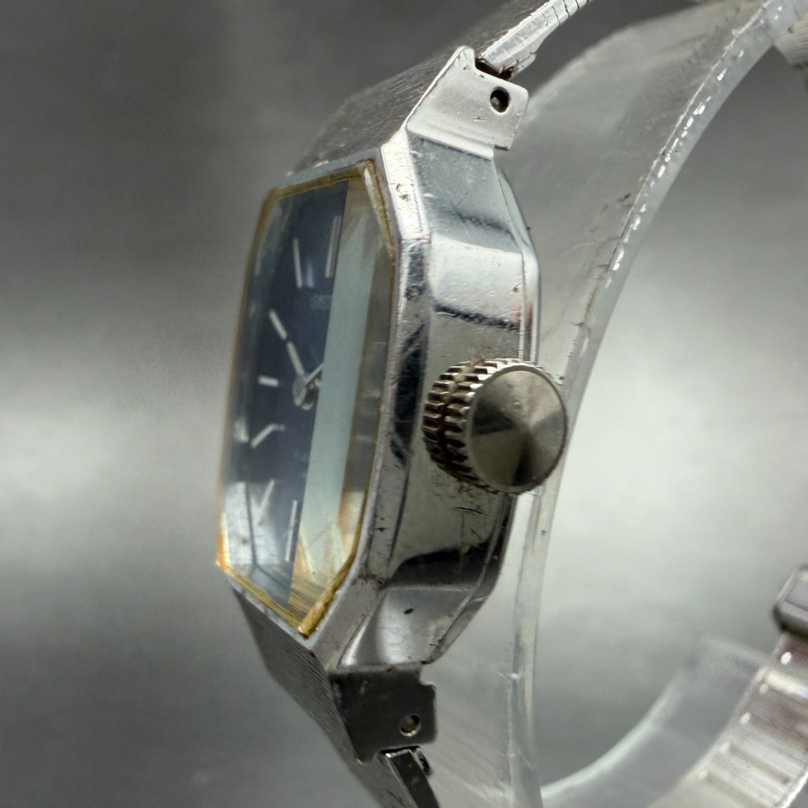 Seiko Watch Women 18mm Blue Dial Silver Tone Manual Octagon 11-3770 Runs 56HL2
