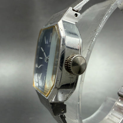 Seiko Watch Women 18mm Blue Dial Silver Tone Manual Octagon 11-3770 Runs 56HL2