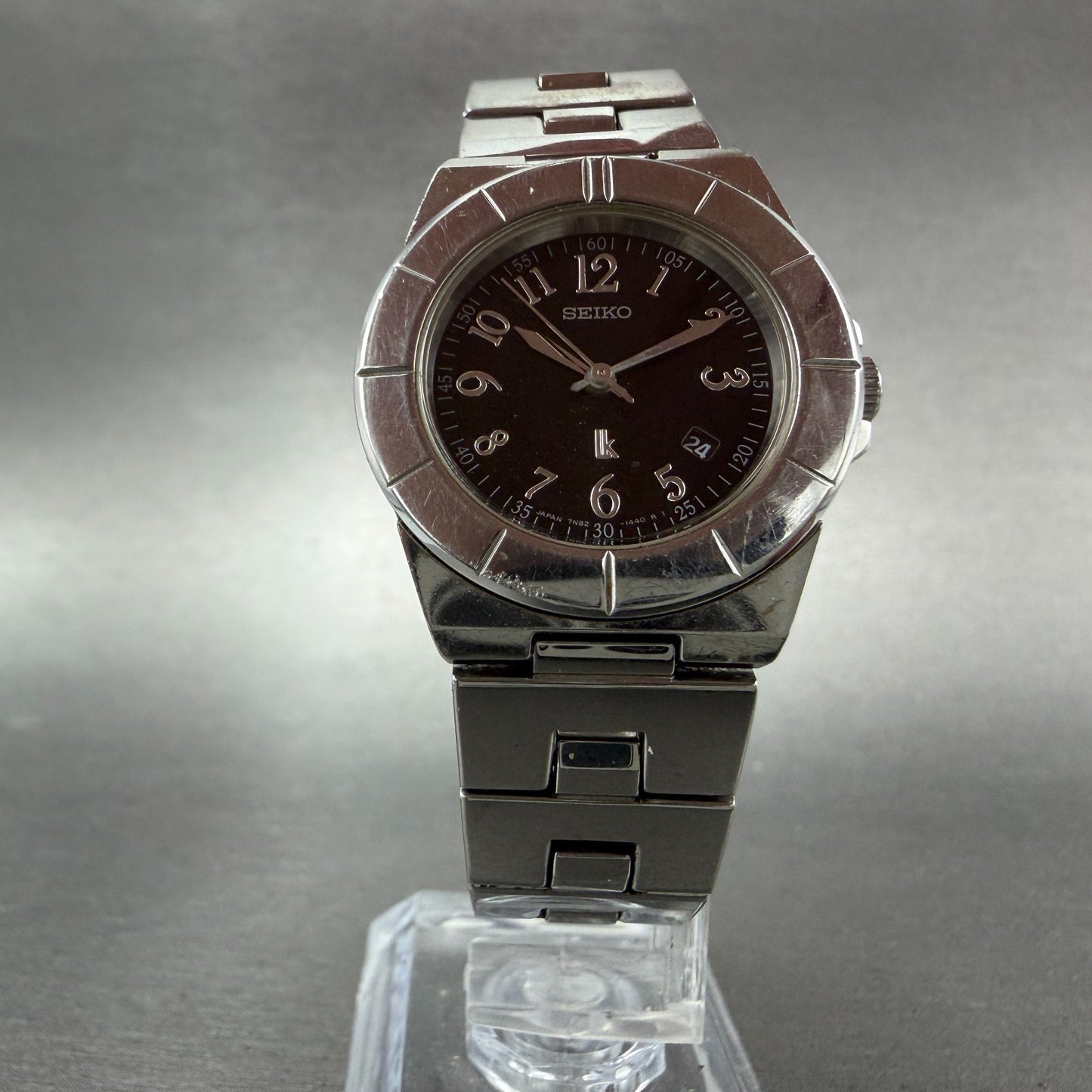Seiko Watch Women 28mm Black Dial Silver Tone Date 7N82-0620  Lukia  New Batt TH5