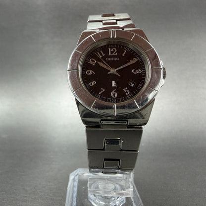 Seiko Watch Women 28mm Black Dial Silver Tone Date 7N82-0620  Lukia  New Batt TH5