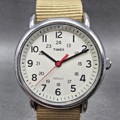 Timex Weekender Watch Men 38mm White Dial Silver Tone READ!!!!!! T2N651 New Batt0