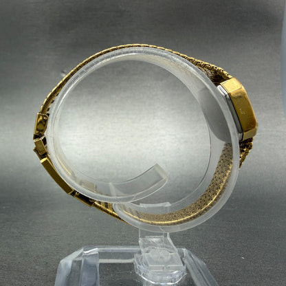 Tissot Watch Women 16mm Gold Dial Gold Plated Octagon mesh Band PARTS9