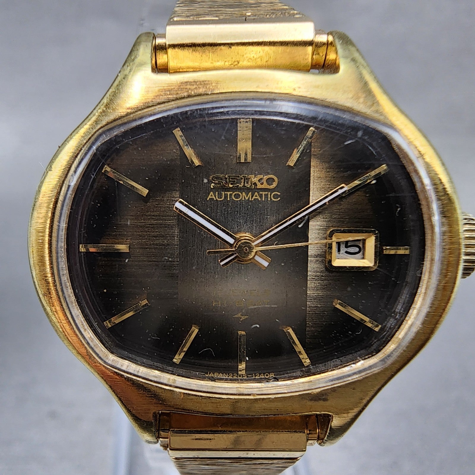 Seiko Automatic Watch Women 27mm Brown Dial Gold Tone Date 22063129 PARTS2