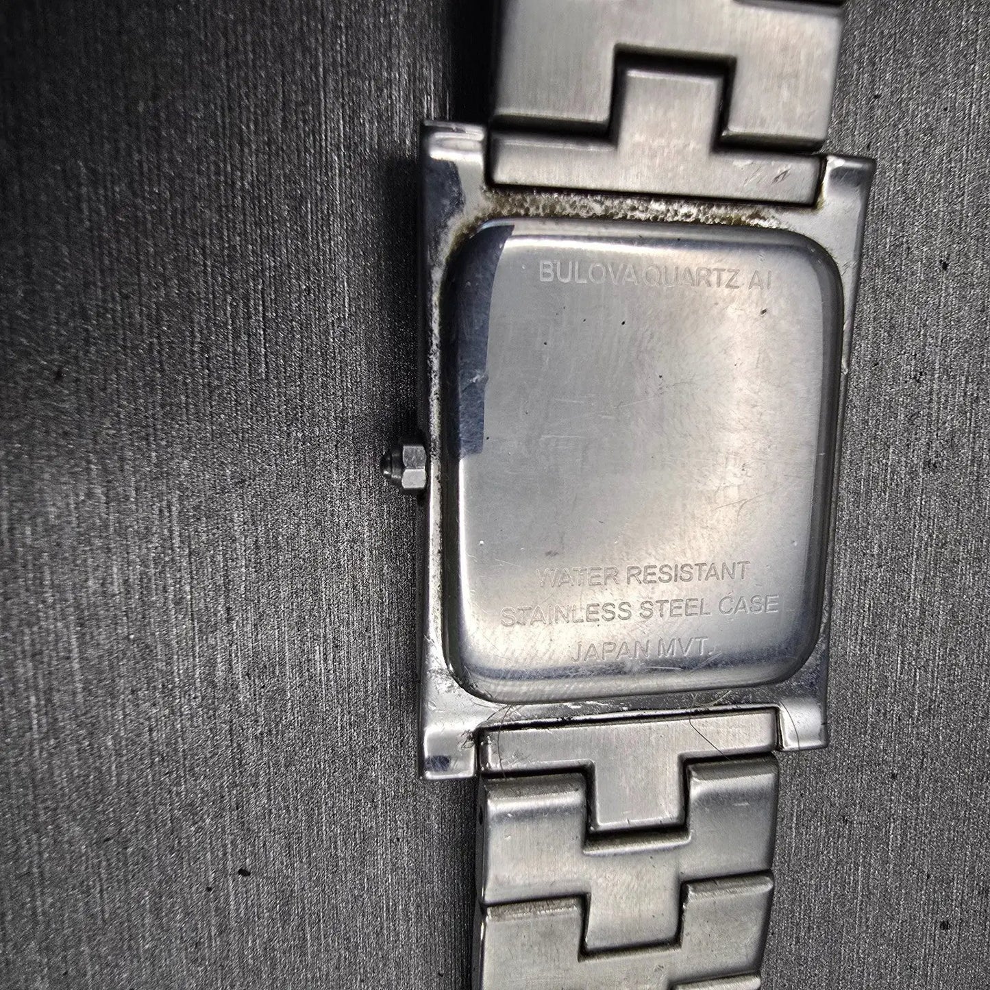 Bulova Watch Men 24mm Black Dial Silver Tone Date Rectangle New Battery Vintage10