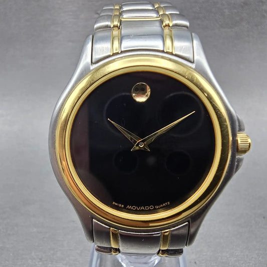 Movado Museum Watch Men 34mm Black Dial Two Tone Round 81-E4-0863 New Battery BP0