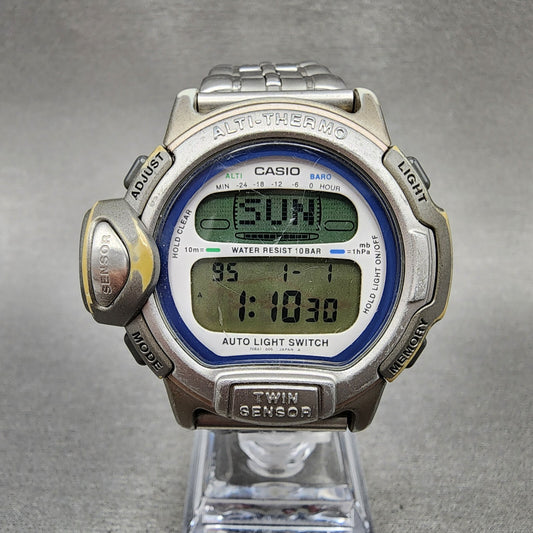 Casio Pro Trek PRL-20 Watch Men 40mm Digital Silver Tone New Battery