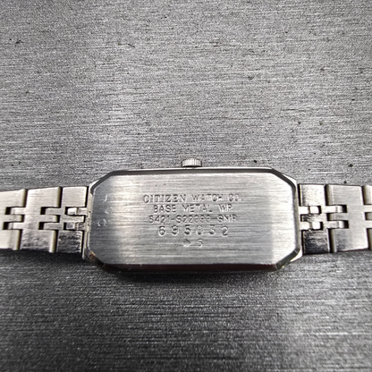 Citizen CQ Watch Women 13mm White Dial Silver Tone Rectangle 5421-S22393 New Bat10