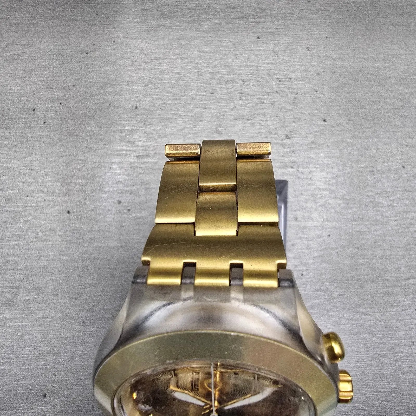 Swatch Irony DIAPHANE FULL BLOODED Chronograph Watch Men Gold Dial READ New Batt4
