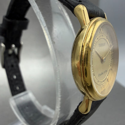 Tissot Watch Women 23mm Gold Dial Gold Tone Round E238 New battery3