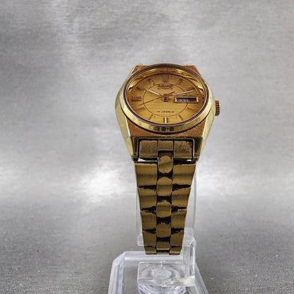 Seiko Automatic Watch Women 25mm Champagne Dial Gold Tone Daydate 42060469 Runs5