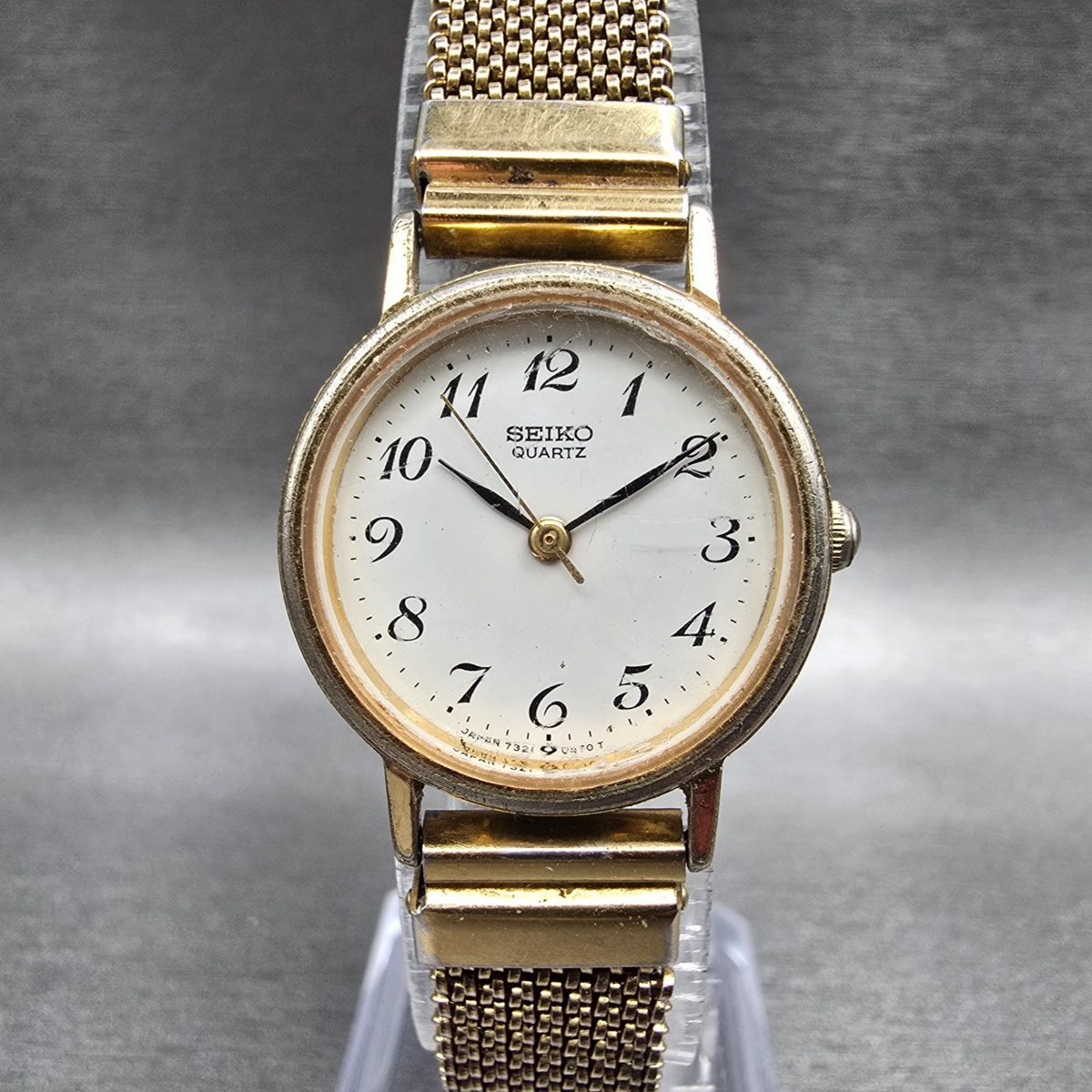 Seiko Watch Women 23mm White Dial Gold Tone Round 7321-0100 New Battery VTG JP30