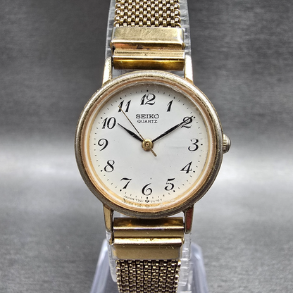 Seiko Watch Women 23mm White Dial Gold Tone Round 7321-0100 New Battery VTG JP30