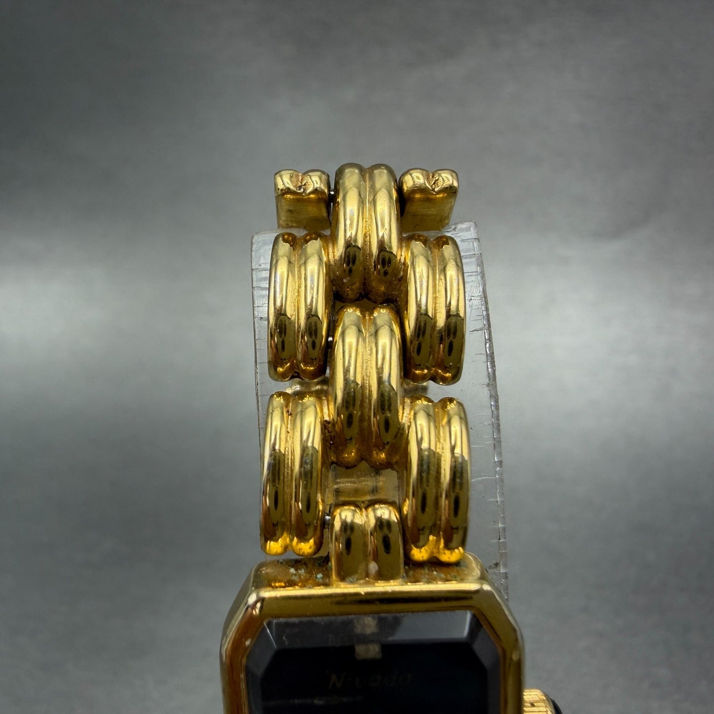 Nivada Watch Women 17mm Black Dial Gold Tone Octagon Swiss New Battery4