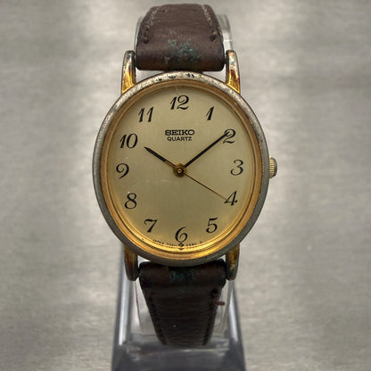 Seiko Watch Women 22mm Champagne Dial Gold Tone Oval 7321-5290 New Battery0