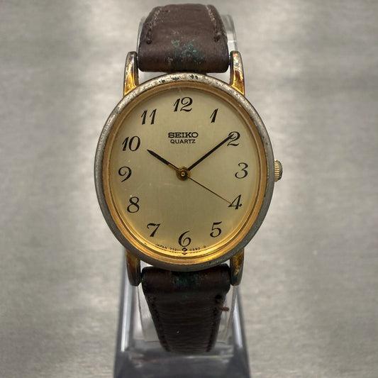 Seiko Watch Women 22mm Champagne Dial Gold Tone Oval 7321-5290 New Battery0