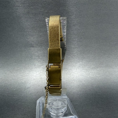 Seiko Tank Watch Women 16mm Champagne Dial Gold Tone 2C206379 New Battery7