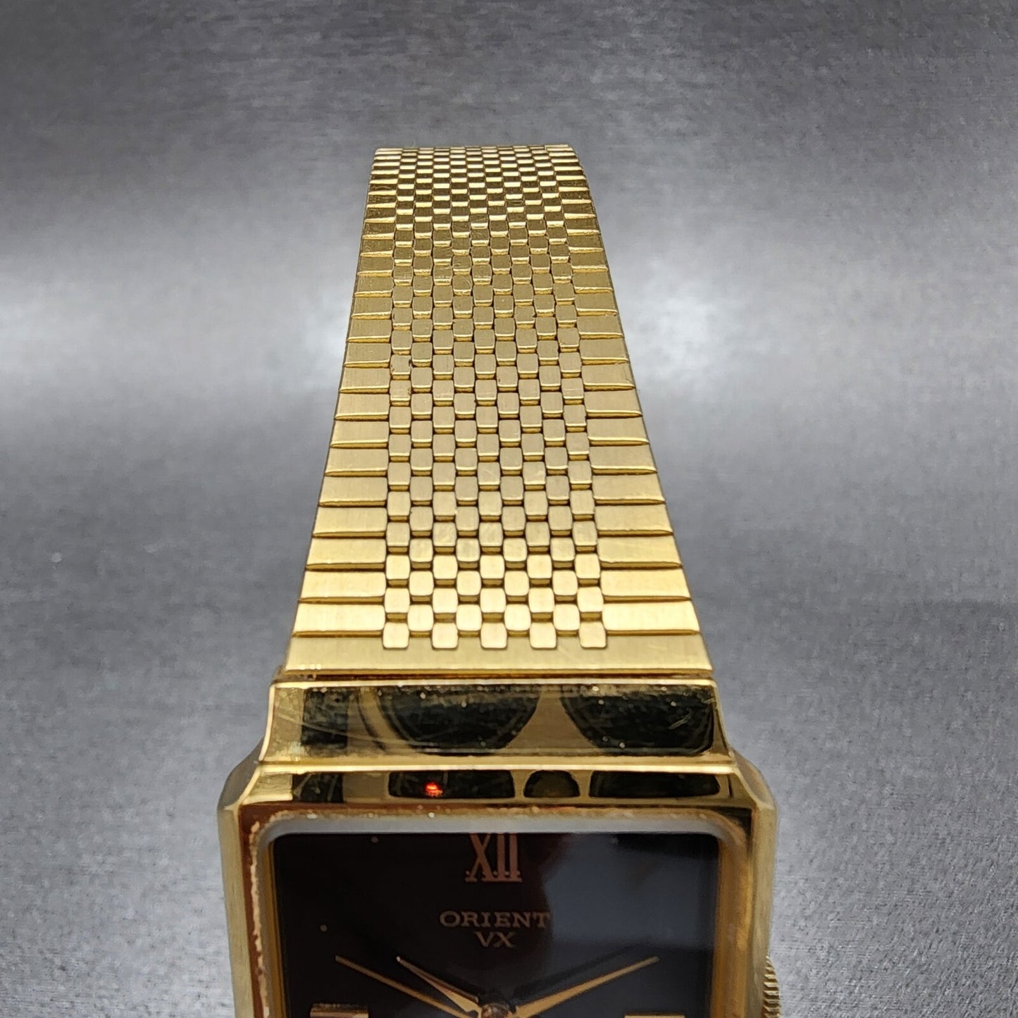 Orient VX Tank Watch men 27mm Black Dial Gold Tone Rectangle New Battery4