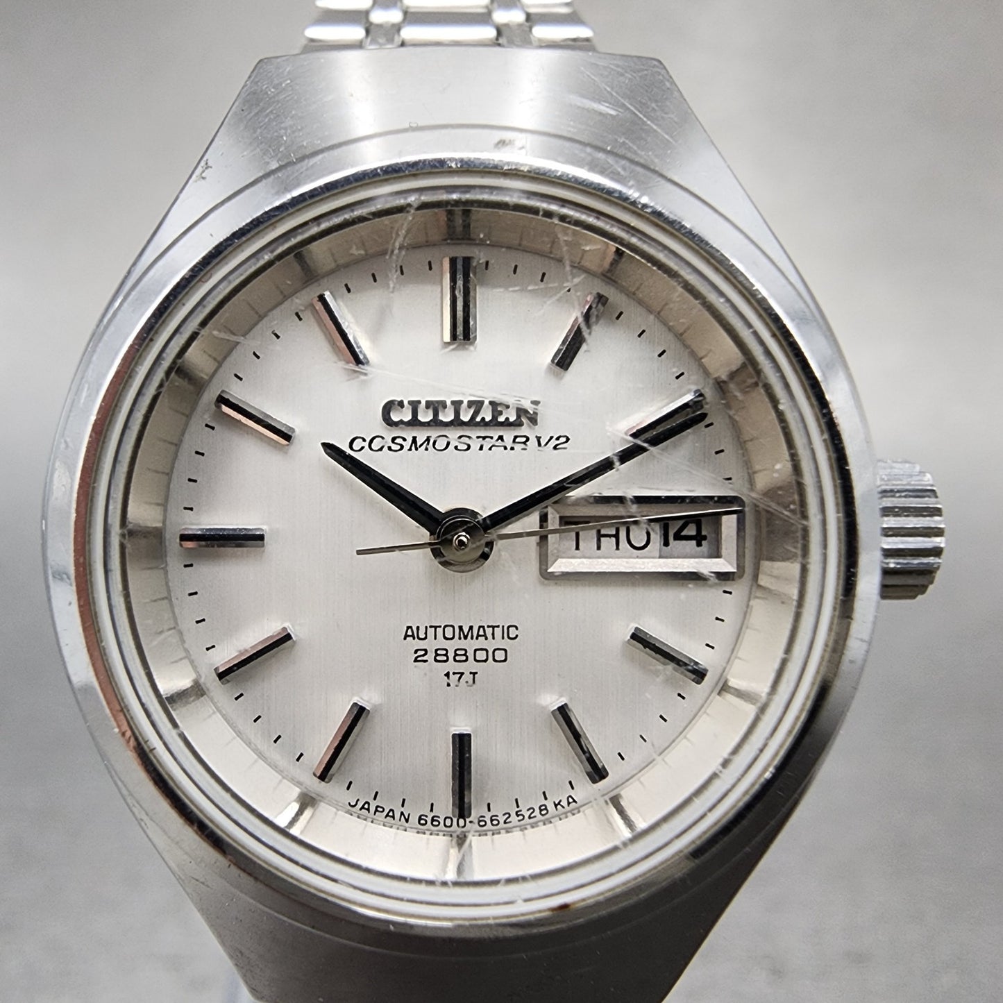 Citizen Cosmostar V2 Watch Women 26mm White Dial Steel Daydate Automatic READ!!!1