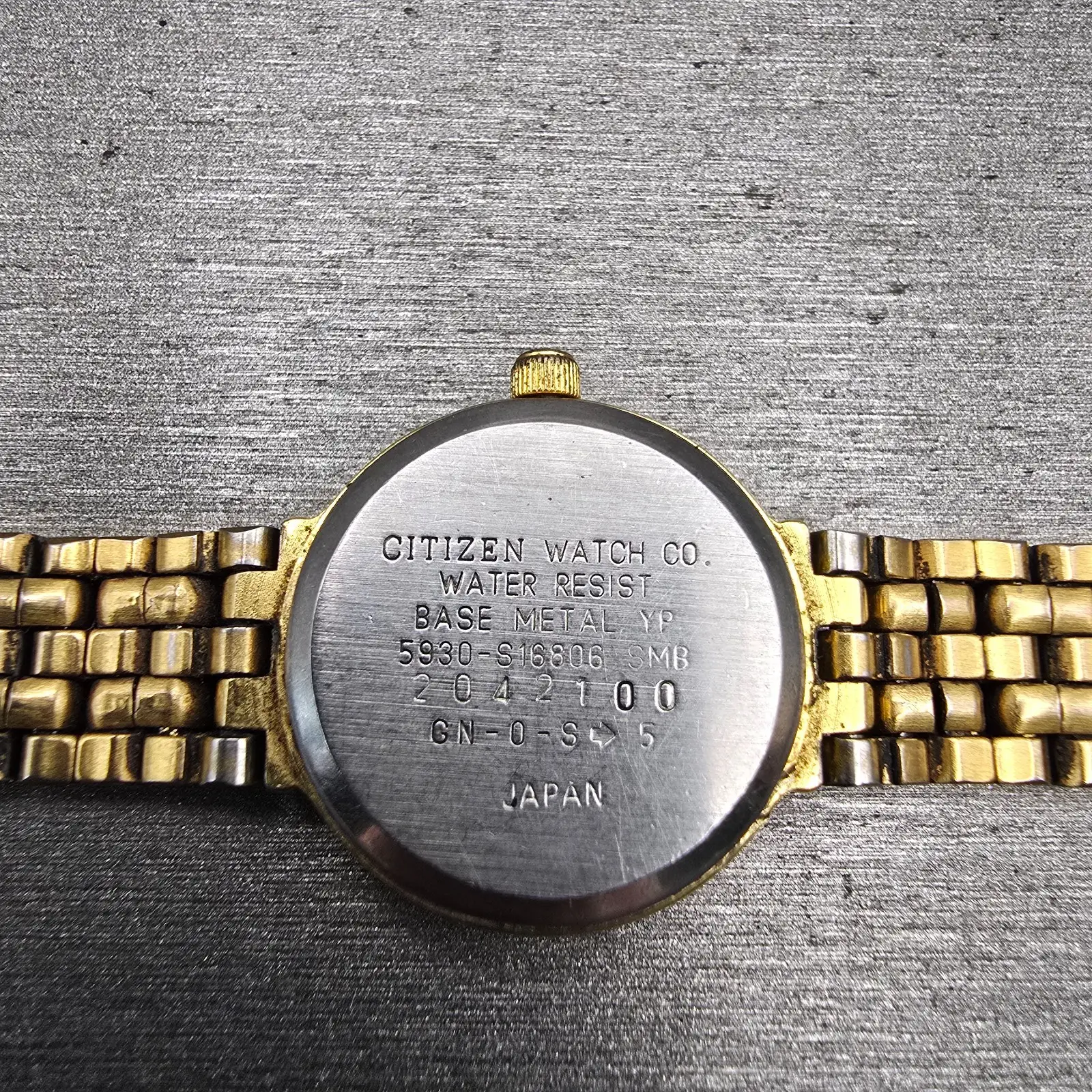 Citizen Watch Women 20mm Black Dial Gold Tone Round 5930-S16806 New Battery VTG10
