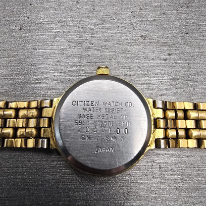Citizen Watch Women 20mm Black Dial Gold Tone Round 5930-S16806 New Battery VTG10