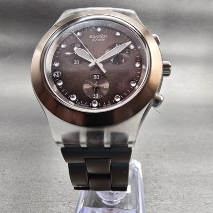 Swatch Irony Diaphane Full Blooded Watch Men 43mm Brown Chrono SVCK4042 New Batt5
