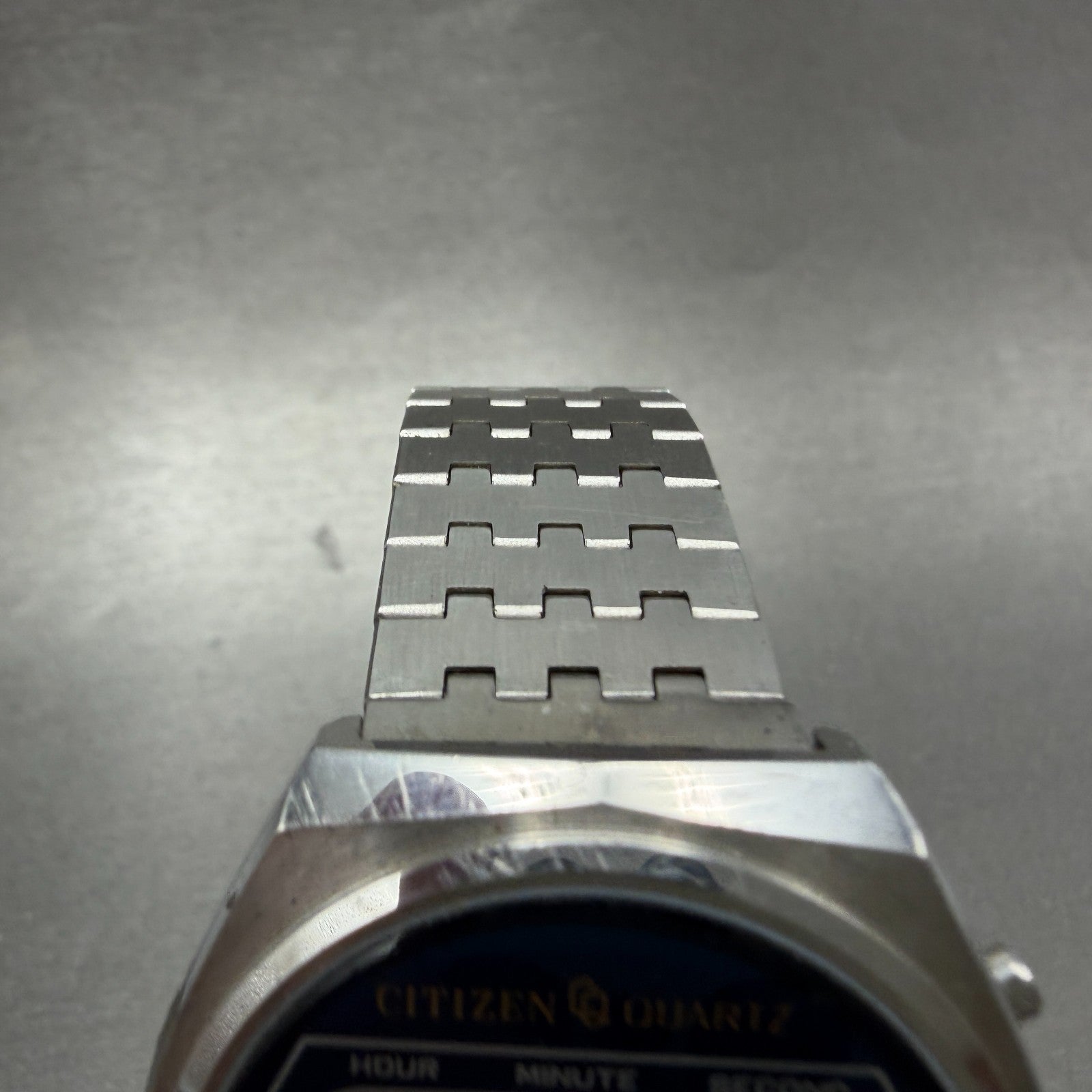 Citizen Crystron LC Watch Men 36mm Blue Dial Steel LCD Round 4-060113 New Batt4