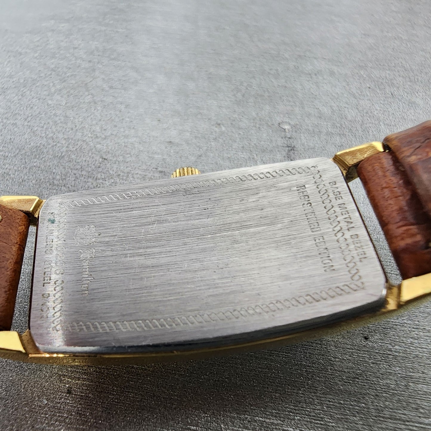 Hamilton Tank Watch Women 18mm Gray Dial Gold Tone Rectangle New Battery8