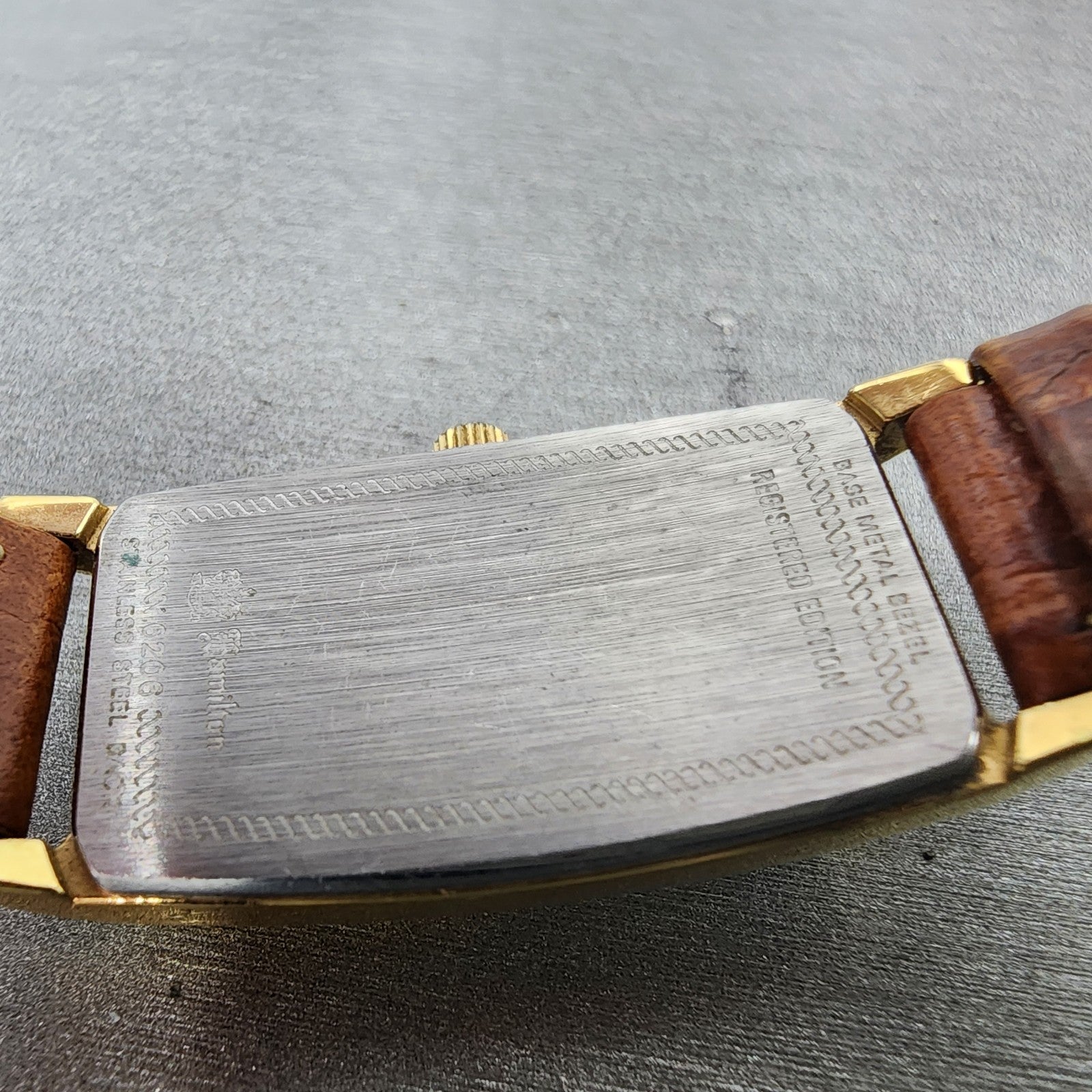 Hamilton Tank Watch Women 18mm Gray Dial Gold Tone Rectangle New Battery8