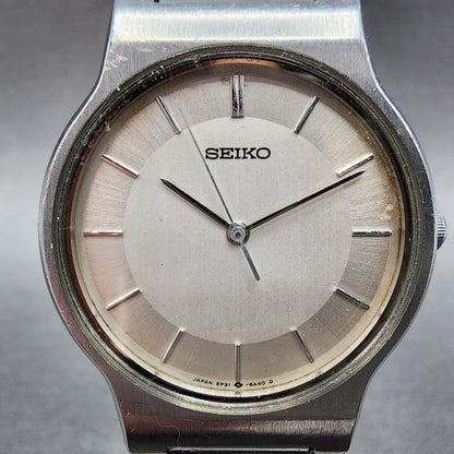 Seiko Watch Men 31mm Silver Dial Silver Tone Round 5p31-6a20 New Battery