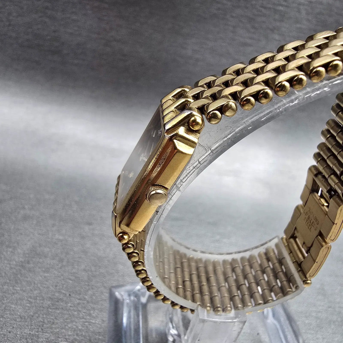 Bulova Tank Watch Women 17mm Black Dial Gold Tone Rectangle 97P46 New Battery2