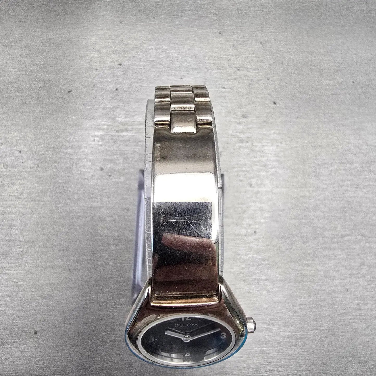 Bulova Watch Women 25mm Black Dial Silver Tone Round Bangle 96L18 New Battery F4