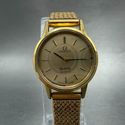 Omega De Ville Watch Women 20mm Gold Dial 10K Gold Plated Round 5910017  New bat0
