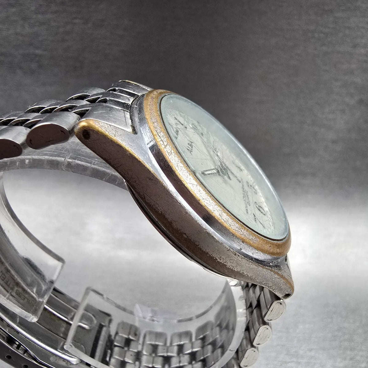 Seiko Alba Watch Men 33mm Silver Dial Silver Daydate Round V733-7A70 New Batt JP3