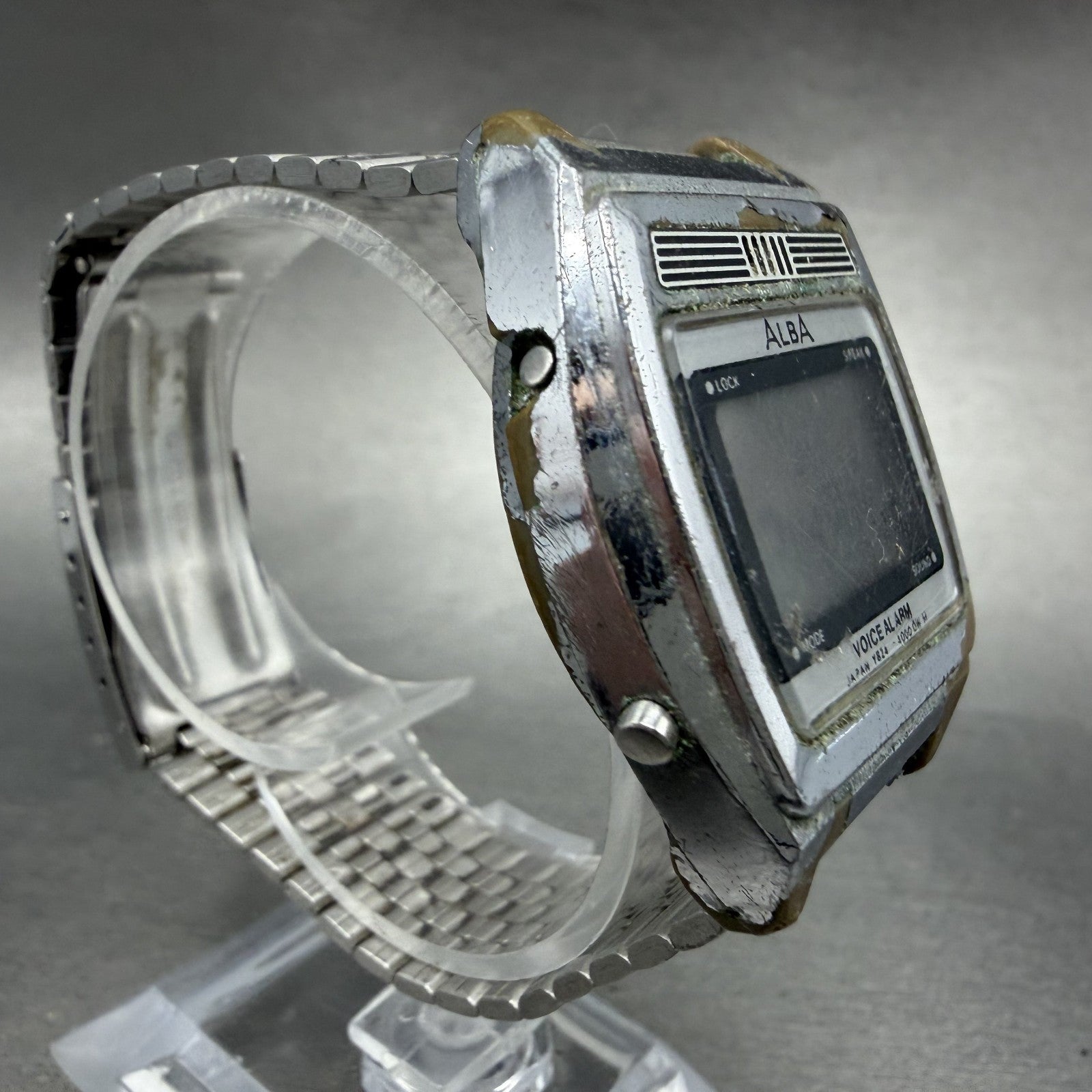 Seiko ALBA Digital Watch Men 35mm LCD Silver Tone Alarm Y824-4000 New Battery3