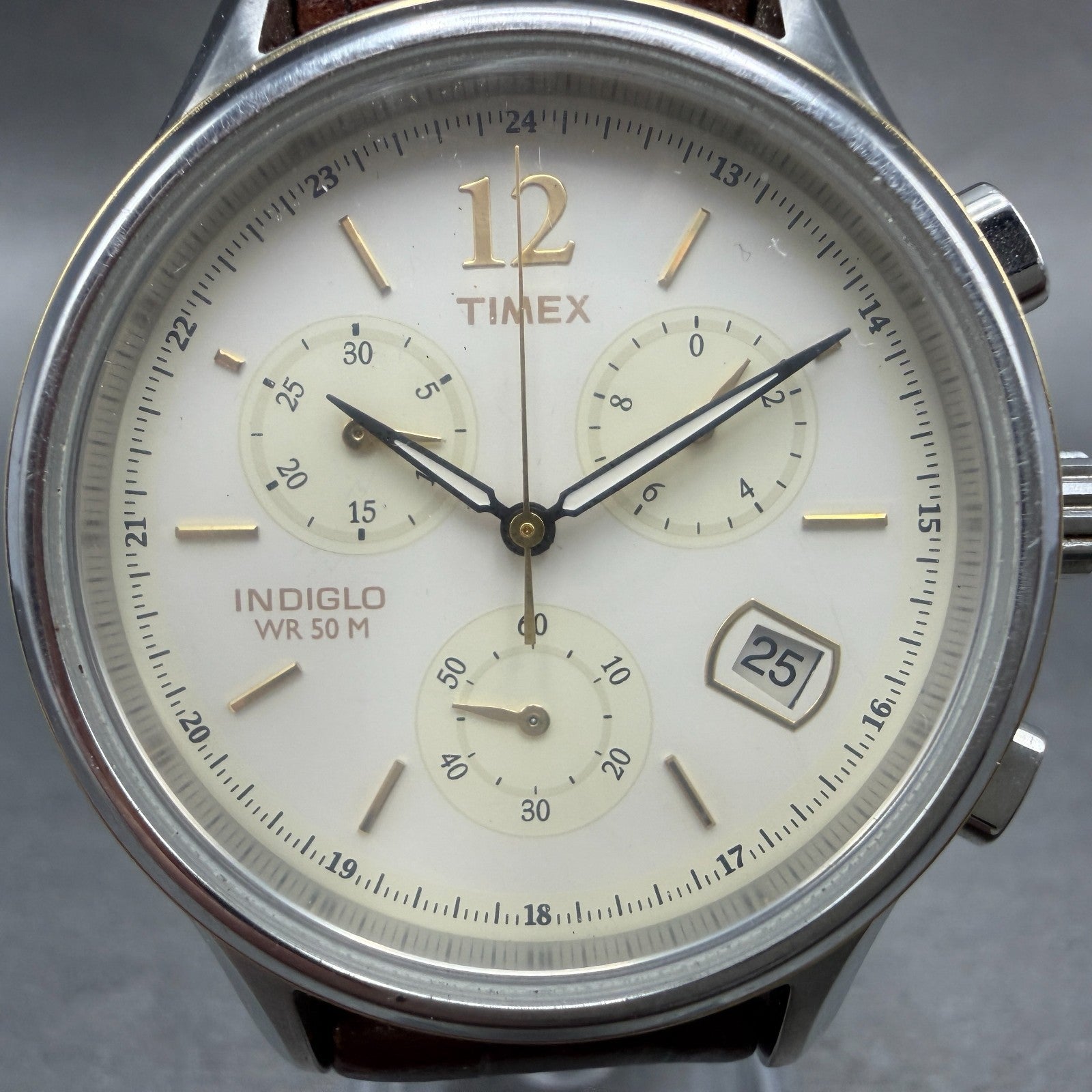 Timex Americana Chrono Watch Men 38mm White Dial Silver Tone Date T29413 New Bat1