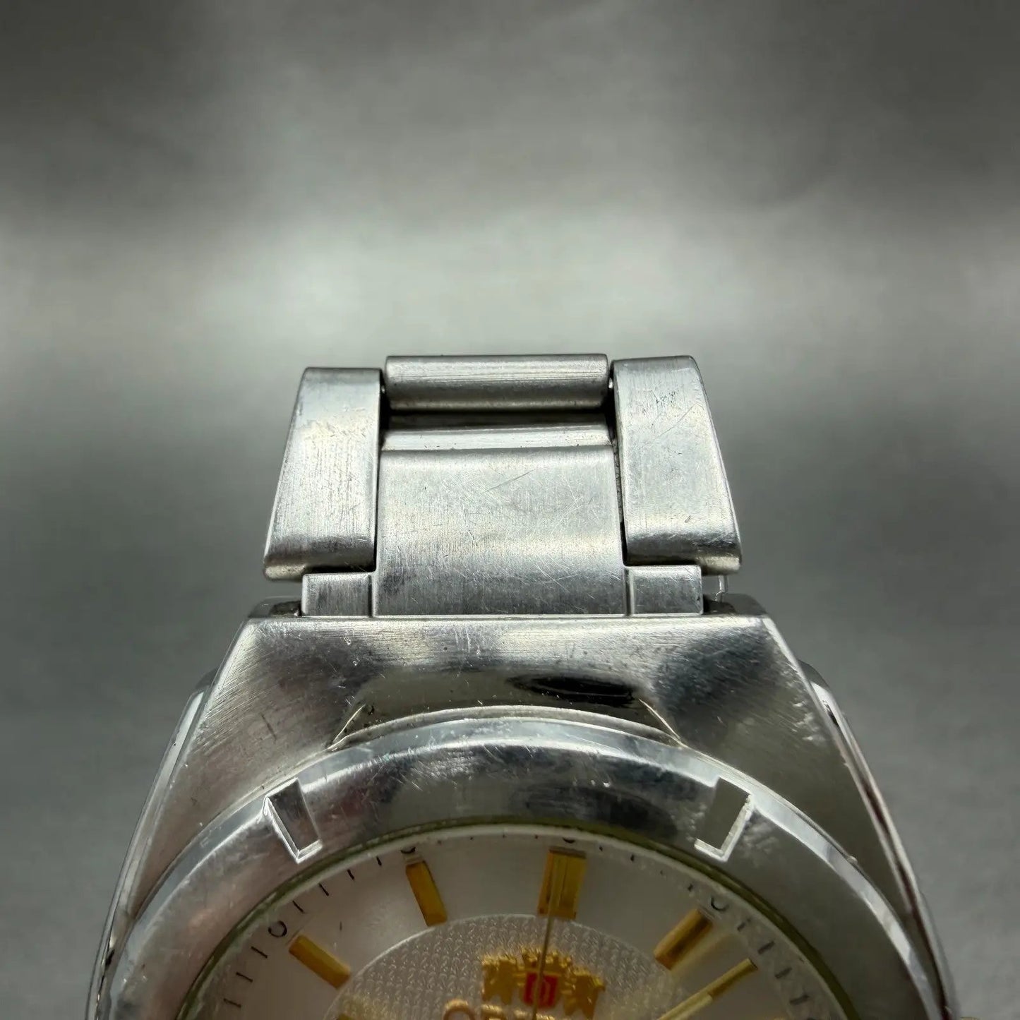 Orient Crystal Tri Star Watch Men 36mm White Dial Steel Date Round READ!! NewBat4