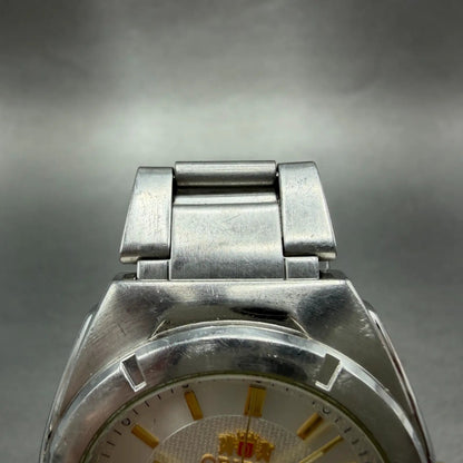Orient Crystal Tri Star Watch Men 36mm White Dial Steel Date Round READ!! NewBat4