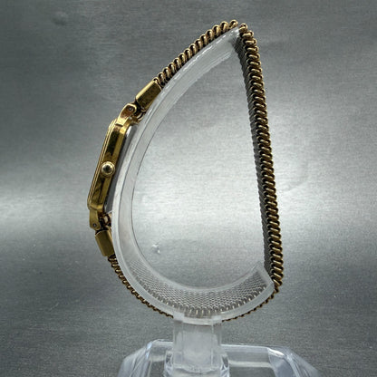 Seiko Tank Watch Women 20mm Champagne Dial Gold Tone 7321-5270 New Battery6