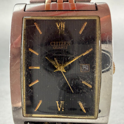 Citizen Tank Watch Men 27mm Black Dial Two Tone Date Rectangle 1012-S020824 PART2