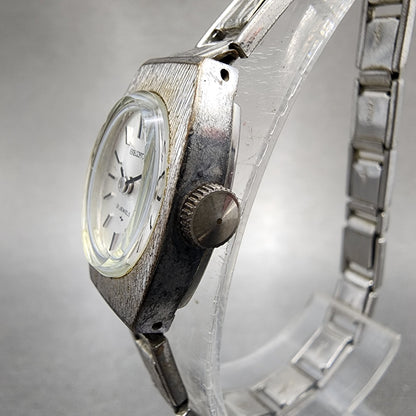Seiko Watch Women 15mm Silver Dial Silver Tone Manual Rectangle 117490 Runs2