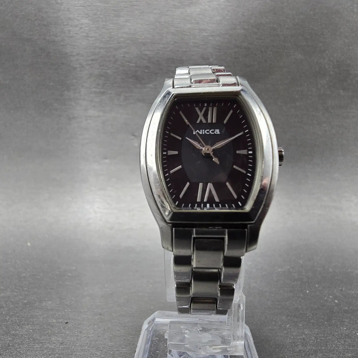 Citizen Wicca Watch Women 24mm Black Dial Silver Tone Rectangle E031-S06441 Runs5