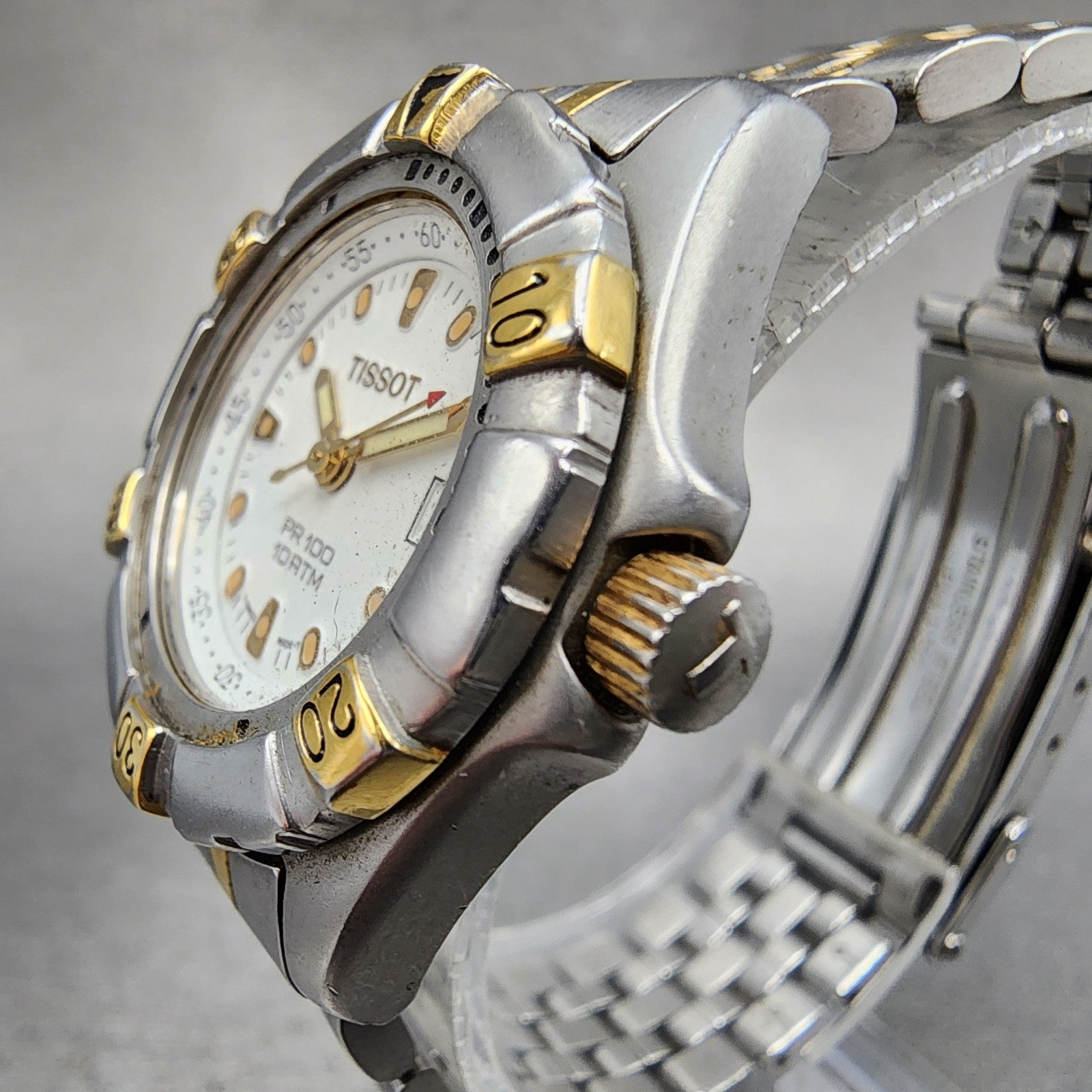 Tissot PR 100 Diver watch Women 28mm White Dial Two Tone Date New Battery2