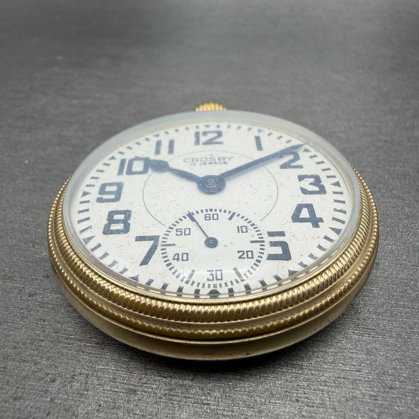 Crosby Pocket Watch 50mm White Dial Gold Plated Manual Wind 17 Jewels PARTS3
