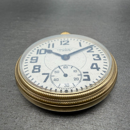 Crosby Pocket Watch 50mm White Dial Gold Plated Manual Wind 17 Jewels PARTS3