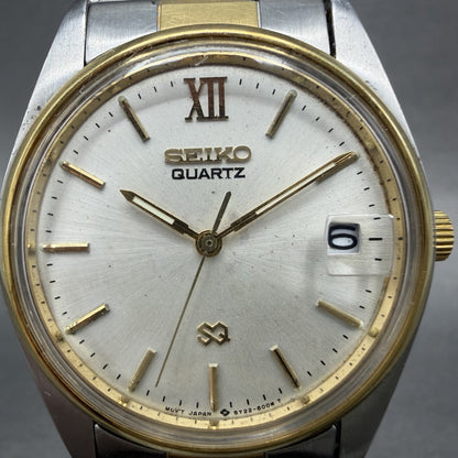 Seiko SQ Watch Men 33mm Silver Dial Two Tone Date 5y22-6009 New Battery1
