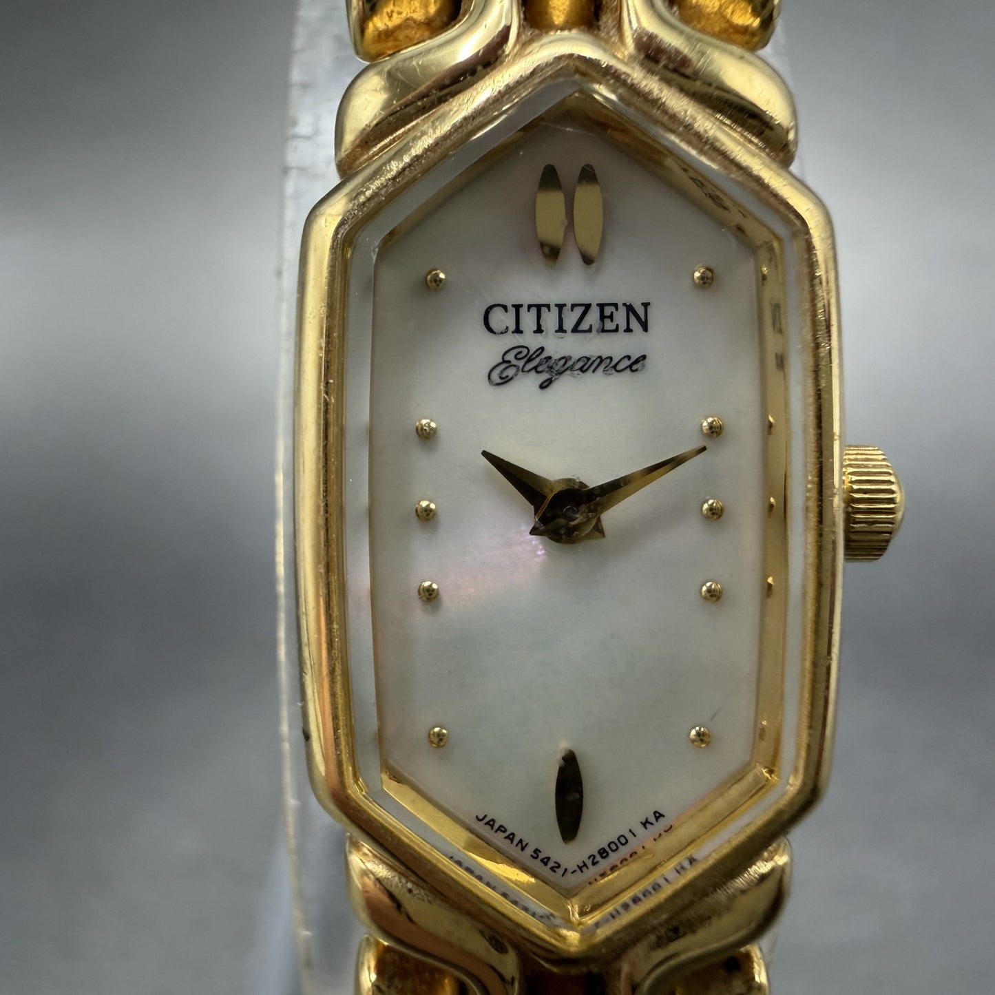 Citizen Watch Women 13mm MOP Dial Gold Tone Hexagon 5421-H07537 New Battery ABC1