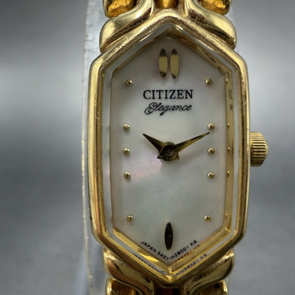 Citizen Watch Women 13mm MOP Dial Gold Tone Hexagon 5421-H07537 New Battery ABC1