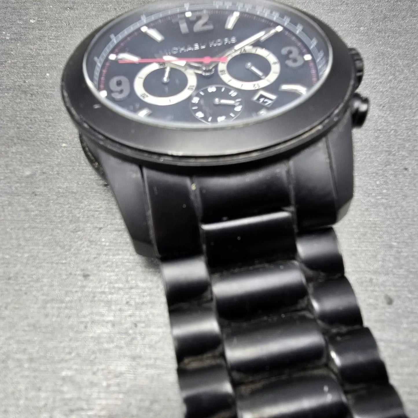 Michael Kors Chronograph Watch Men 51mm Black Dial Black Tone Date MK8196 NewBat6